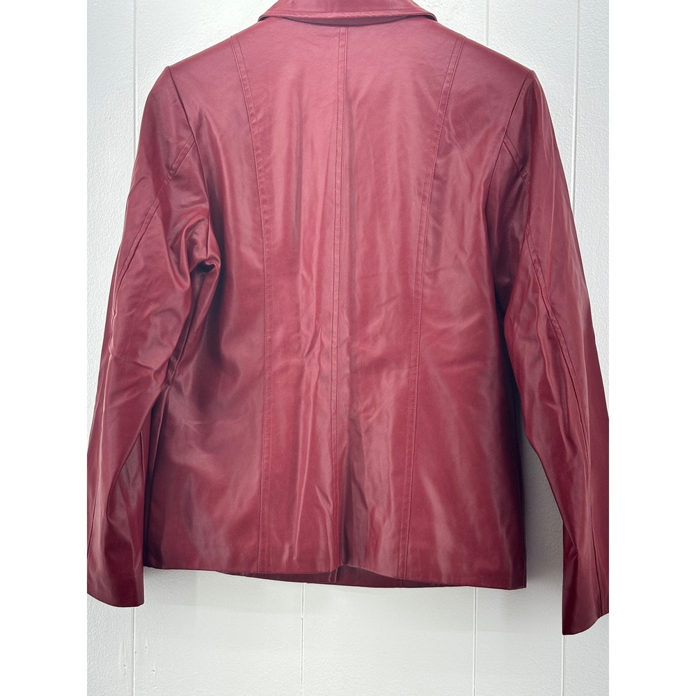 MM Essentials Marc Mattis Faux Leather Jacket Burgundy Red Blazer Small - Picture 2 of 7